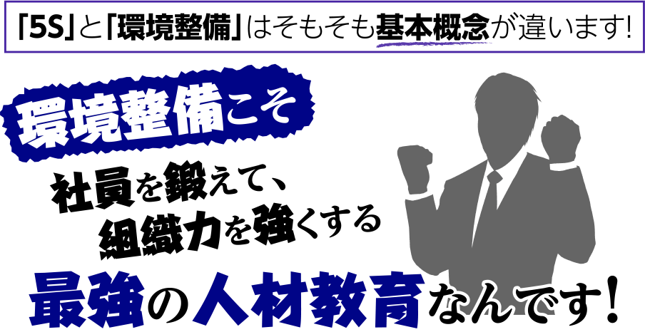 「5S」と「環境整備」はそもそも基本概念が違います！

環境整備こそ

社員を鍛えて、組織力を強くする最強の人材教育なんです！