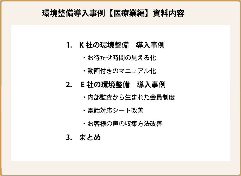 環境整備導入事例【医療業編】資料内容