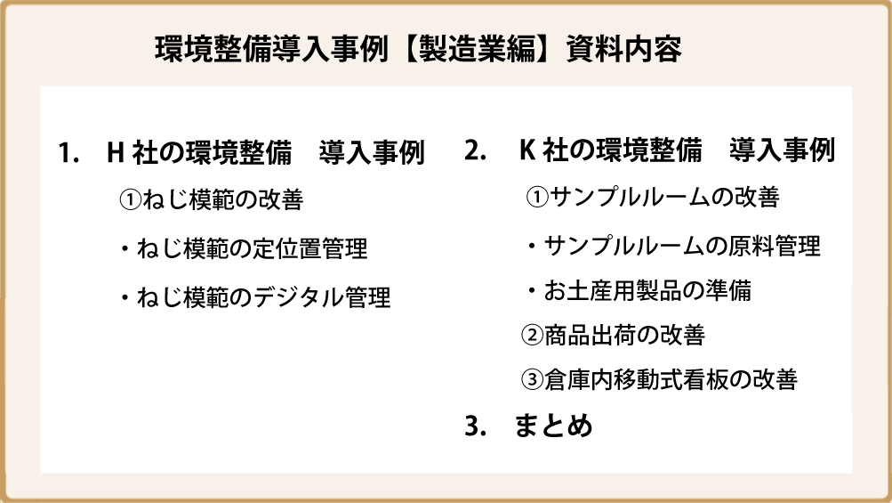 環境整備導入事例【製造業編】資料内容